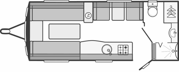 Layout of 4 berth dinette caravan