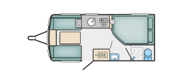 Layout of 4 berth fixed bed caravan